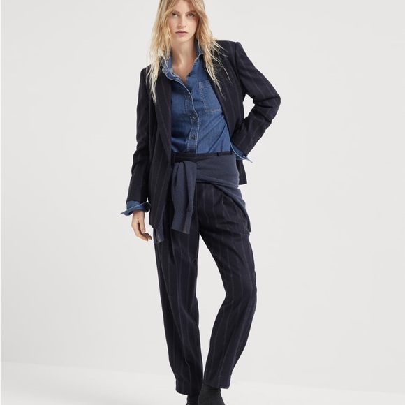 Brunello Cucinelli Striped Dark Blazer - Picture 4 of 4